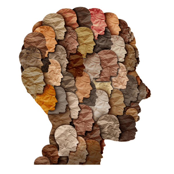 Image showing of a group of people's faces in a shape of a head