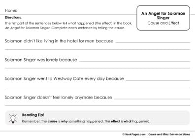 Thumbnail for Cause and Effect Sentence Stems with An Angel for Solomon Singer