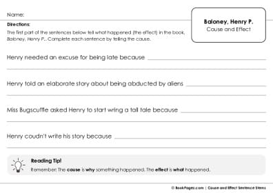 Thumbnail for Cause and Effect Sentence Stems with Baloney