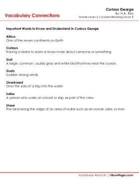 The first page of Vocabulary Connections with Curious George