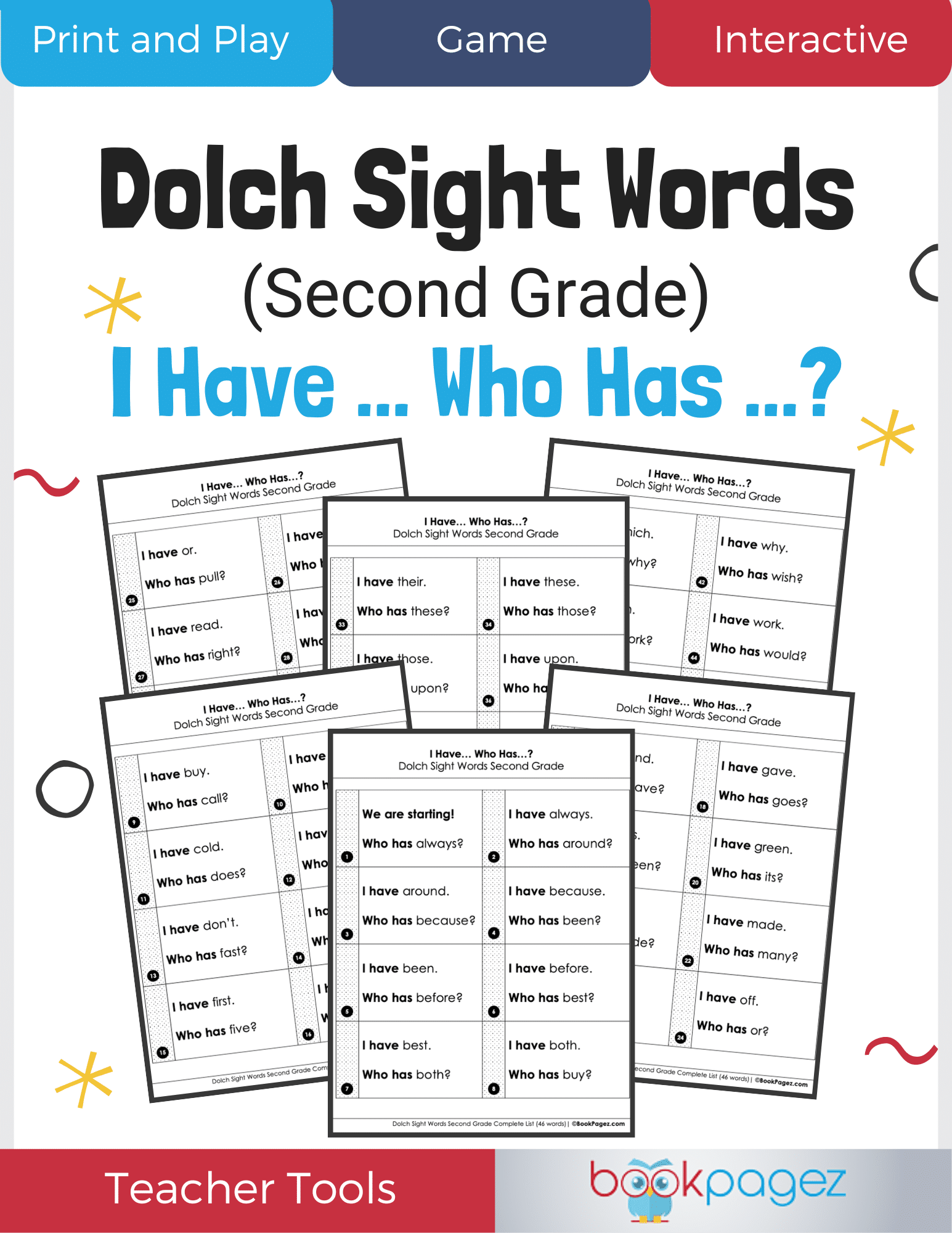 Teaching resource cover for Dolch Sight Words (Second Grade): I Have... Who Has...?