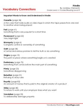 The first page of Vocabulary Connections with Frindle