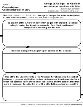 The first page of Book Club for George vs. George: The American Revolution As Seen from Both Sides Focus Assessment and Rubric