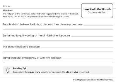 Thumbnail for Cause and Effect Sentence Stems with How Santa Got His Job