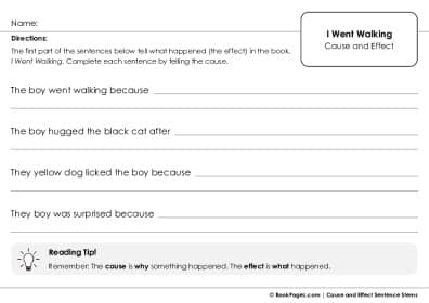 Thumbnail for Cause and Effect Sentence Stems with I Went Walking