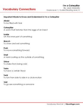 The first page of Vocabulary Connections with I'm a Caterpillar