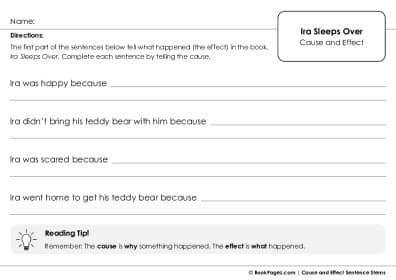 Thumbnail for Cause and Effect Sentence Stems with Ira Sleeps Over