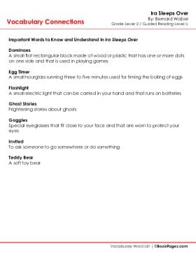 The first page of Vocabulary Connections with Ira Sleeps Over