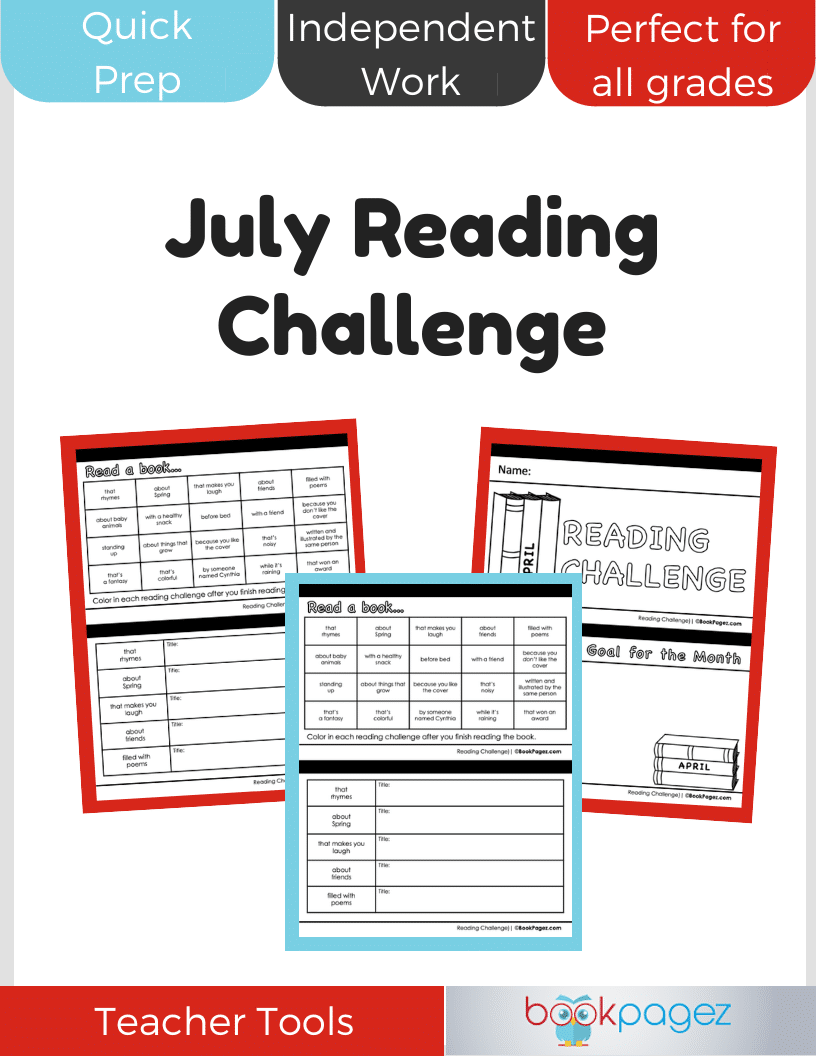 Teaching resource cover for July Reading Challenge