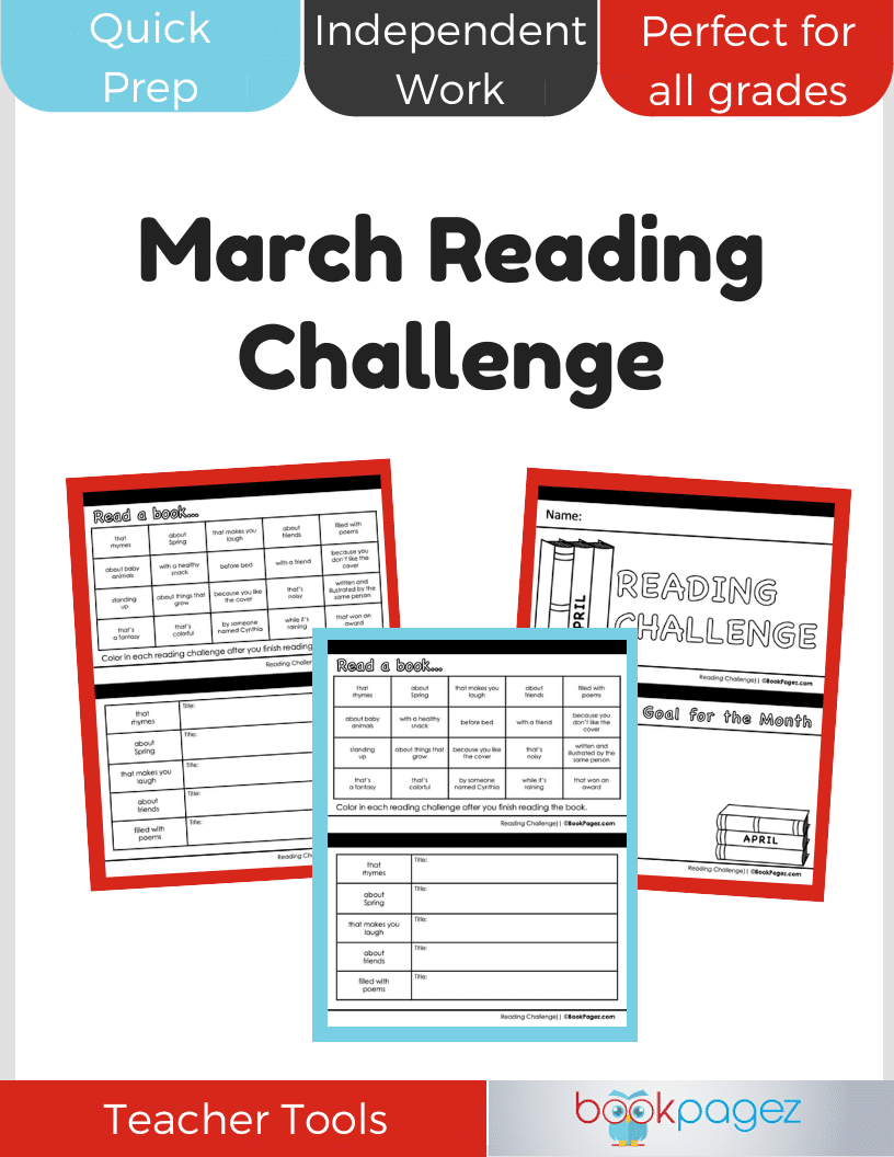 Teaching resource cover for March Reading Challenge