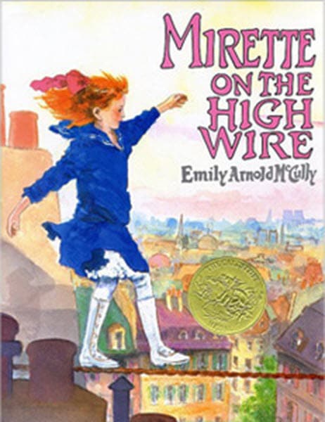 The cover for the book Mirette on the High Wire