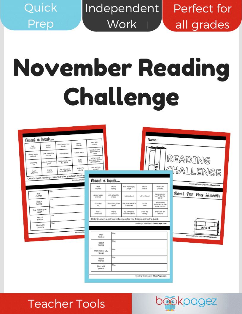 Teaching resource cover for November Reading Challenge