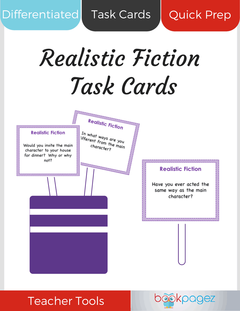 Teaching resource cover for Realistic Fiction Task Cards