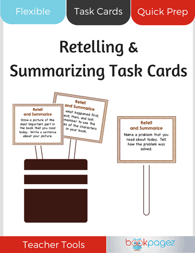 Teaching resource cover for Retelling and Summarizing Task Cards