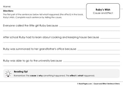 Thumbnail for Cause and Effect Sentence Stems with Ruby's Wish