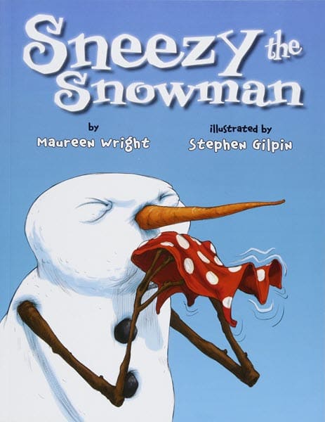 The cover for the book Sneezy the Snowman