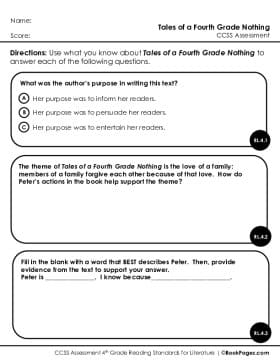 Thumbnail for Comprehension Assessment with Tales of a Fourth Grade Nothing