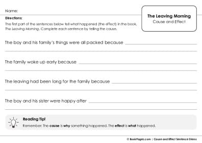 Thumbnail for Cause and Effect Sentence Stems with The Leaving Morning