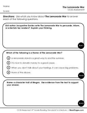 Thumbnail for Comprehension Assessment with The Lemonade War