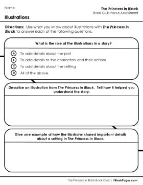 The first page of Book Club for The Princess in Black Focus Assessment and Rubric