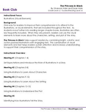 The first page of Book Club for The Princess in Black Instructional Overview