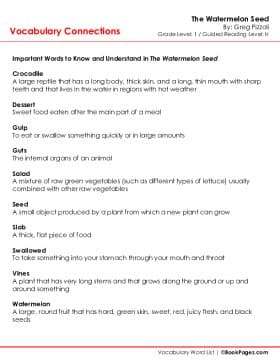 The first page of Vocabulary Connections with The Watermelon Seed