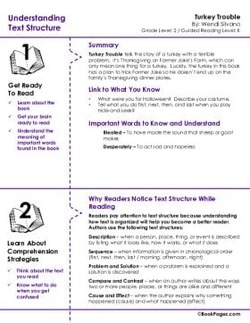 The first page of Understanding Text Structure with Turkey Trouble