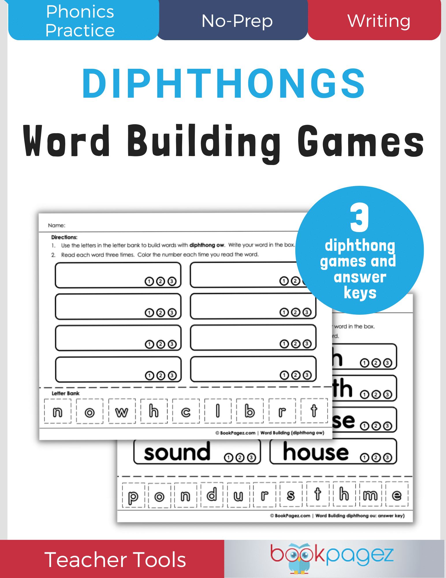 Teaching resource cover for Word Building Games: Diphthongs