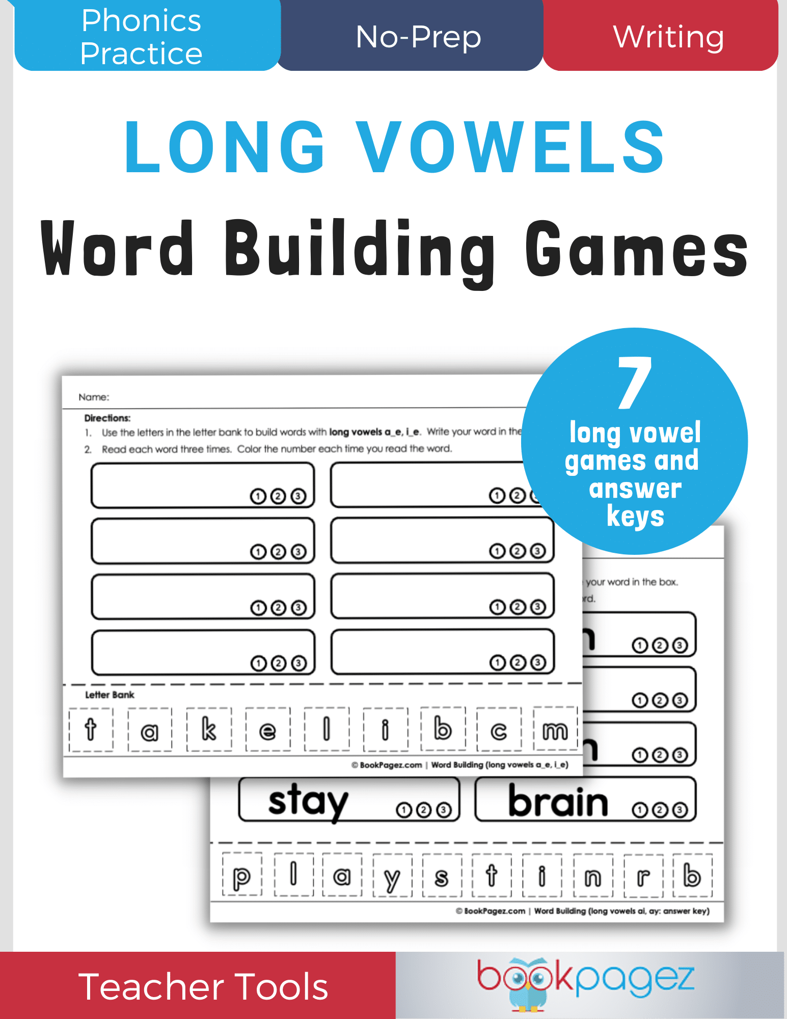 Teaching resource cover for Word Building Games: Long Vowels