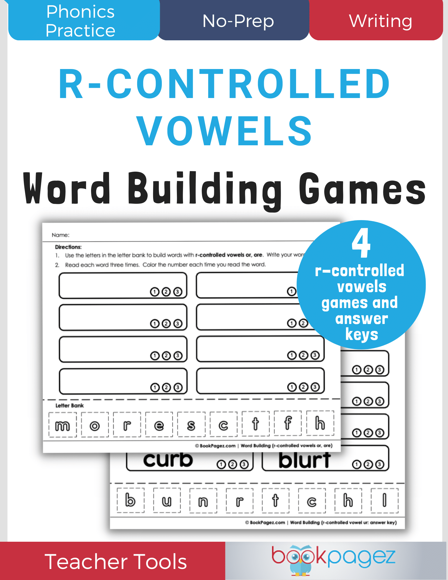 Teaching resource cover for Word Building Games: R-Controlled Vowels