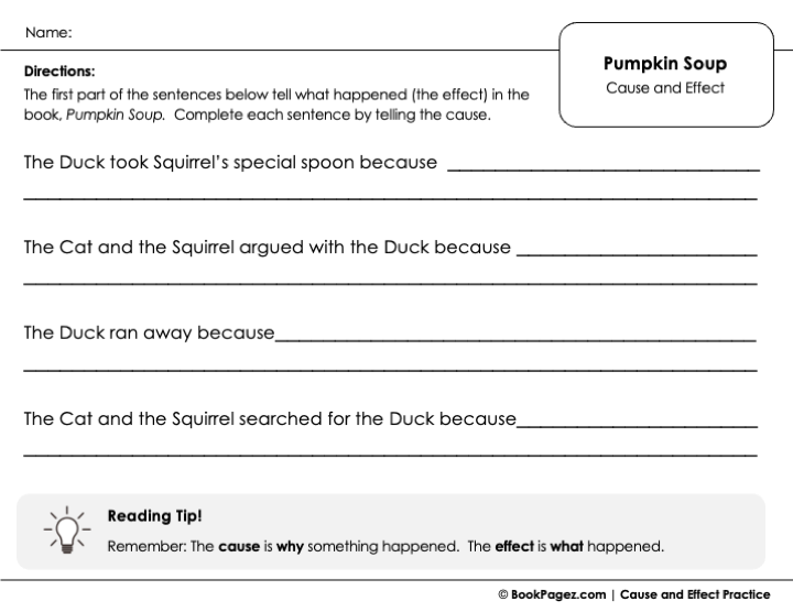 Thumbnail for Cause and Effect Sentence Stems with Pumpkin Soup