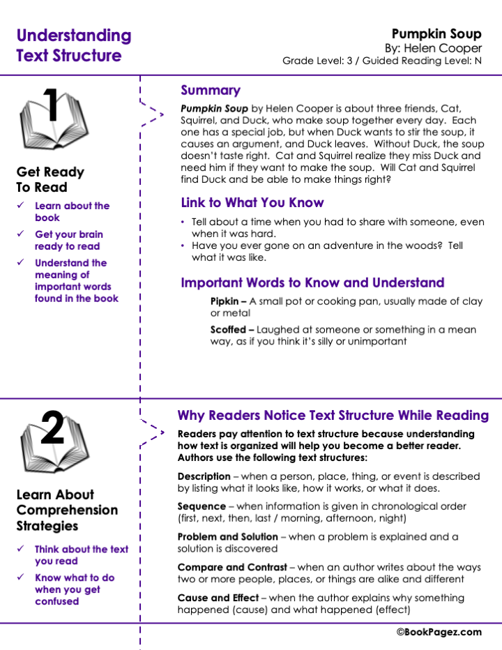 The first page of Understanding Text Structure with Pumpkin Soup